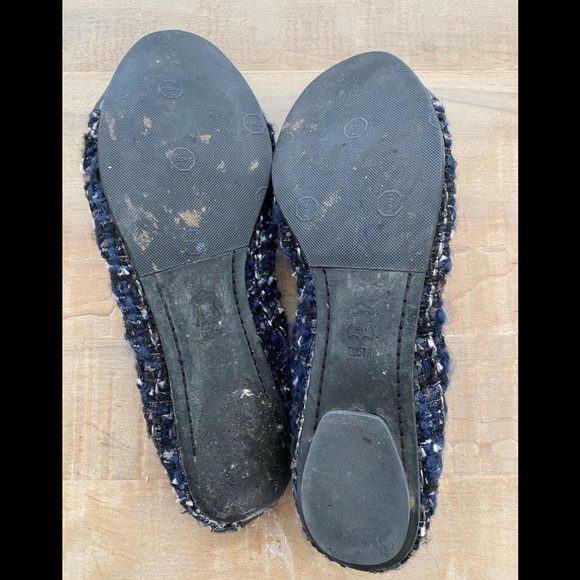 Tory Burch patterned ballet flats shoes tweed navy black - Picture 8 of 11